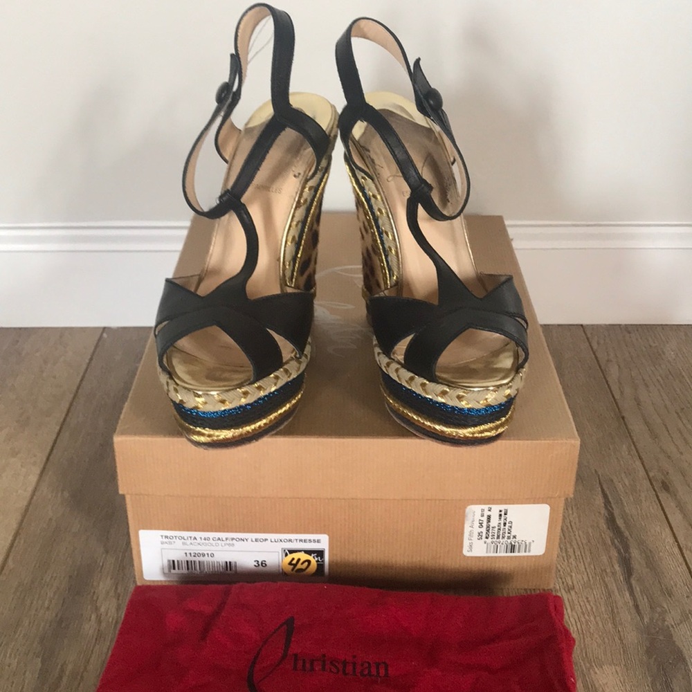 Christian Louboutin Trotolita 140 Calf/Pony Wedge - Picture 2 of 6